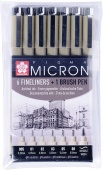 набор капиллярных ручек Pigma Micron 6+1шт. чёрные 