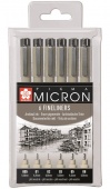 набор капиллярных ручек Pigma Micron 6шт. чёрные 